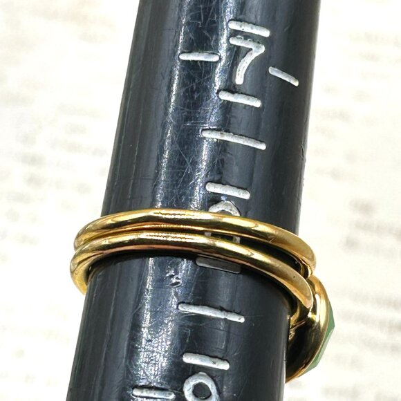 Set Lot 2 Gold Stella & Dot Green and Blue Stone Stacking Band Rings Size 8 - Picture 7 of 13